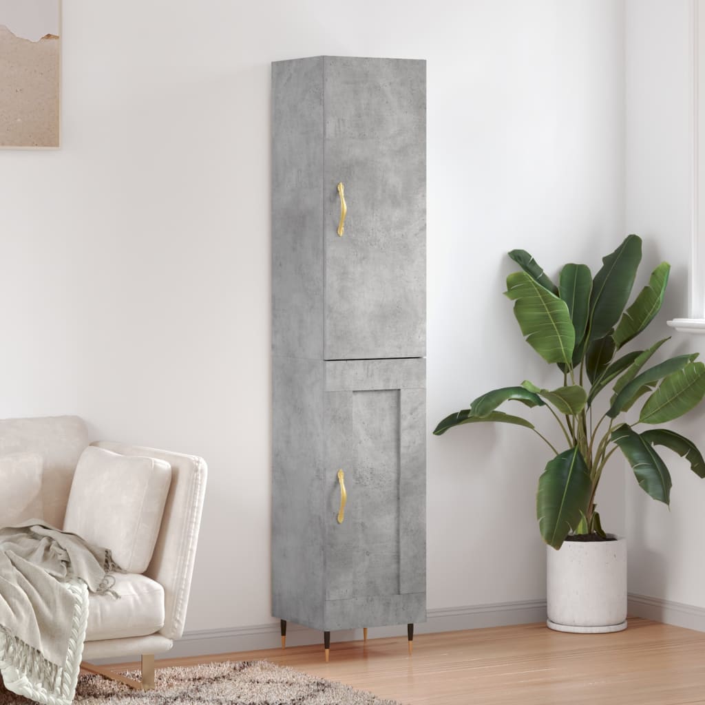 Buffet haut Gris béton 34,5x34x180 cm Bois d'ingénierie - XIOS