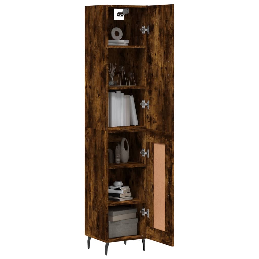 Buffet haut Chêne fumé 34,5x34x180 cm Bois d'ingénierie - XIOS