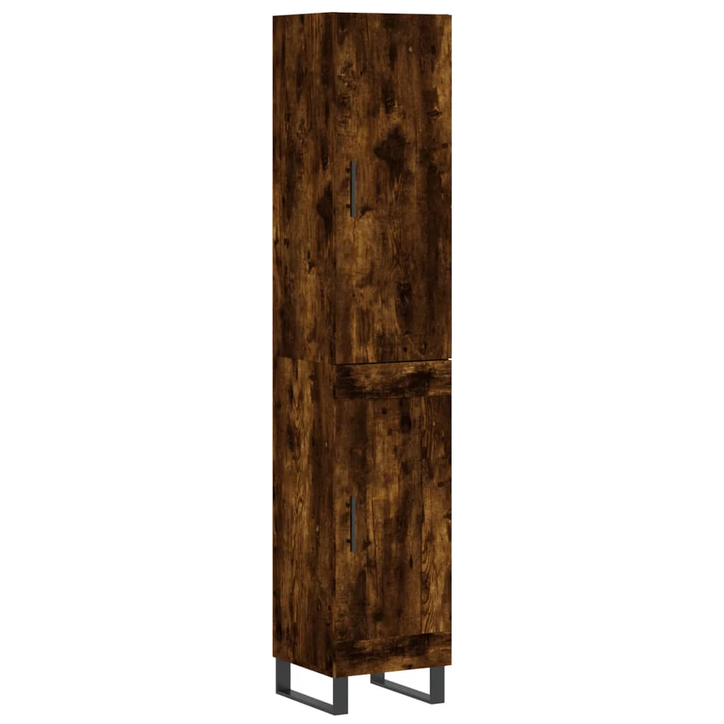 Buffet haut Chêne fumé 34,5x34x180 cm Bois d'ingénierie - XIOS