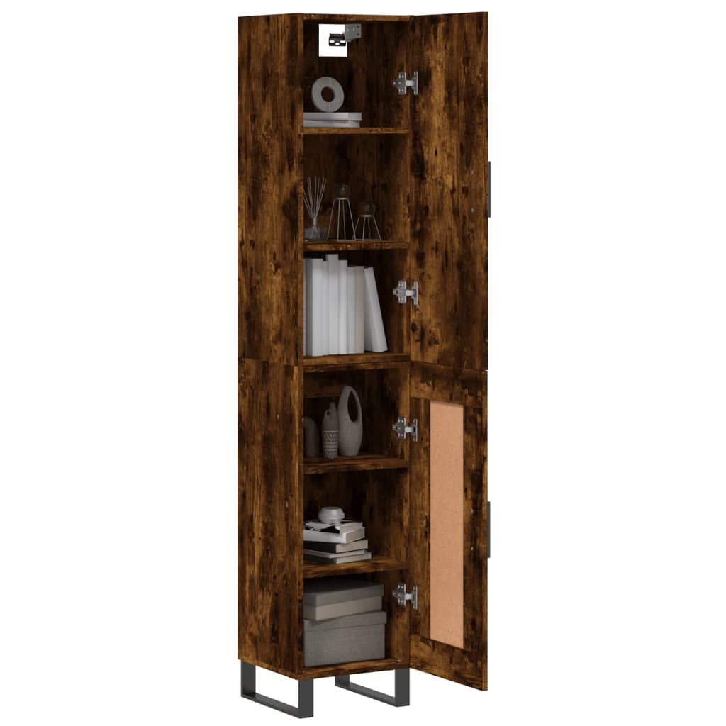 Buffet haut Chêne fumé 34,5x34x180 cm Bois d'ingénierie - XIOS