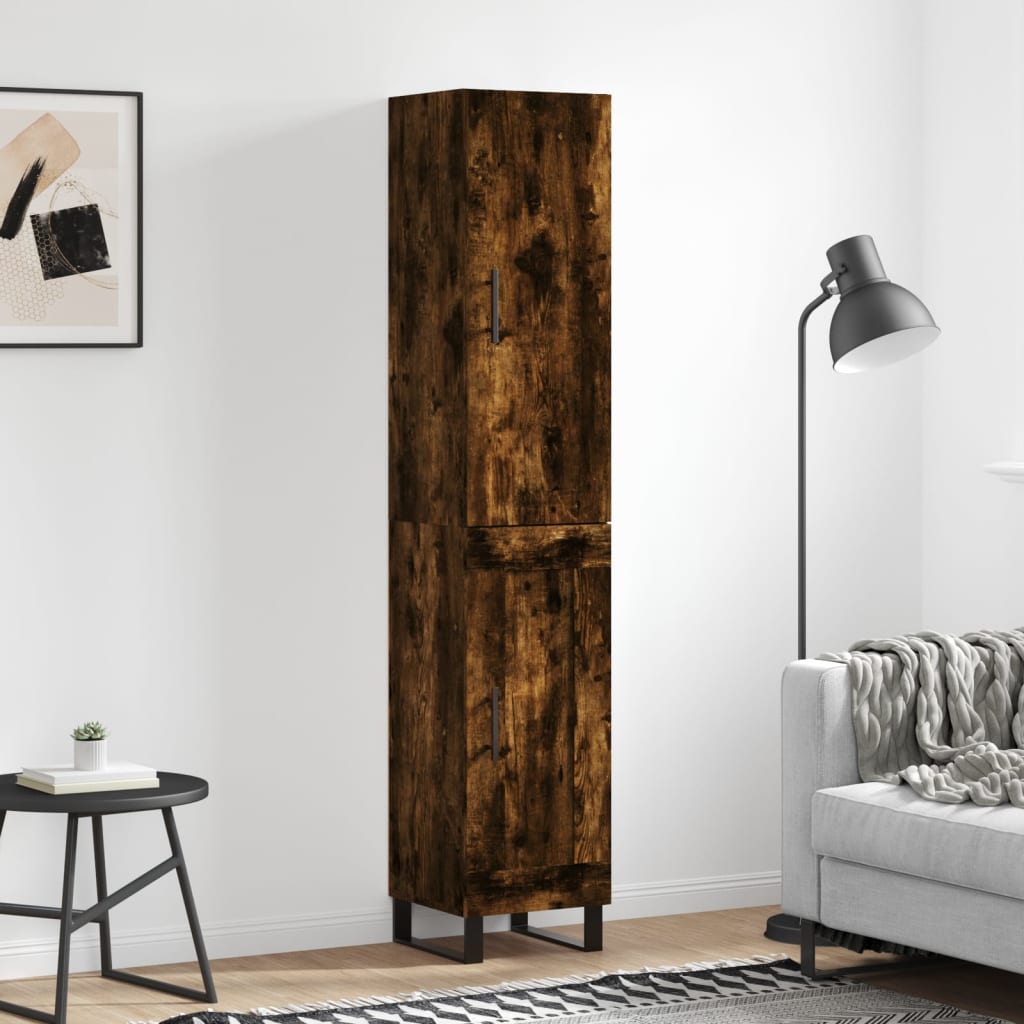 Buffet haut Chêne fumé 34,5x34x180 cm Bois d'ingénierie - XIOS