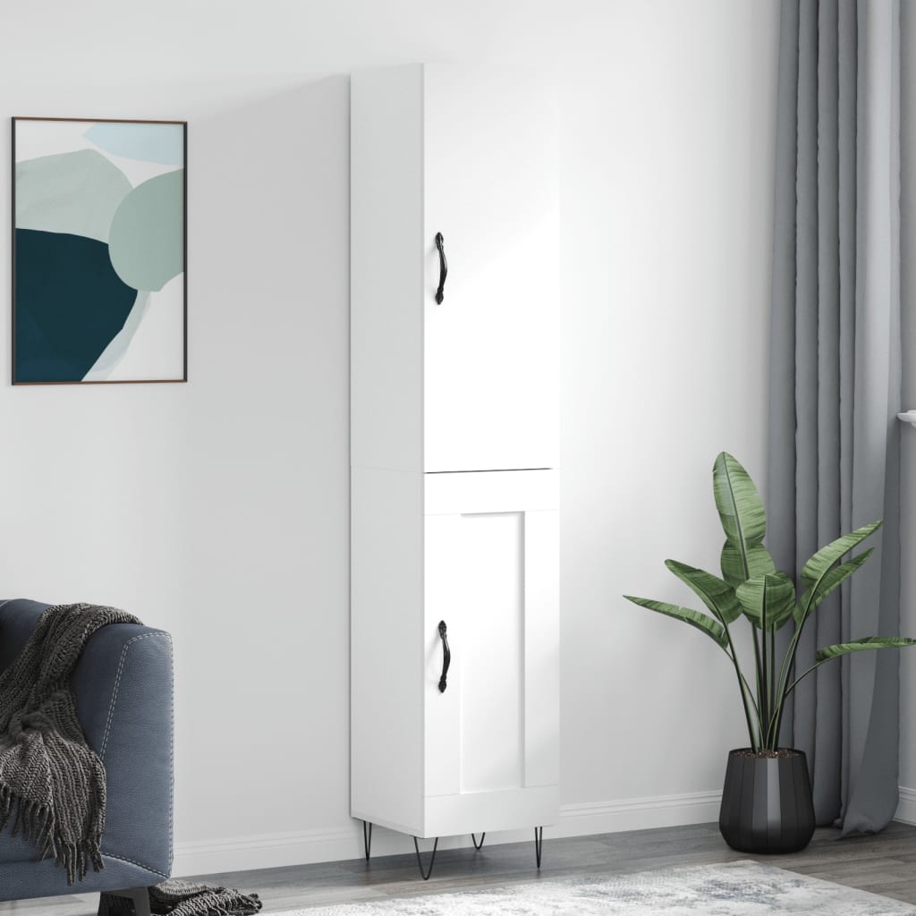 Buffet haut Blanc 34,5x34x180 cm Bois d'ingénierie - XIOS