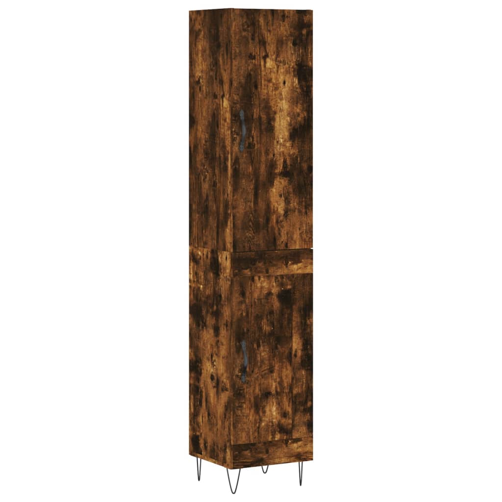 Buffet haut Chêne fumé 34,5x34x180 cm Bois d'ingénierie - XIOS
