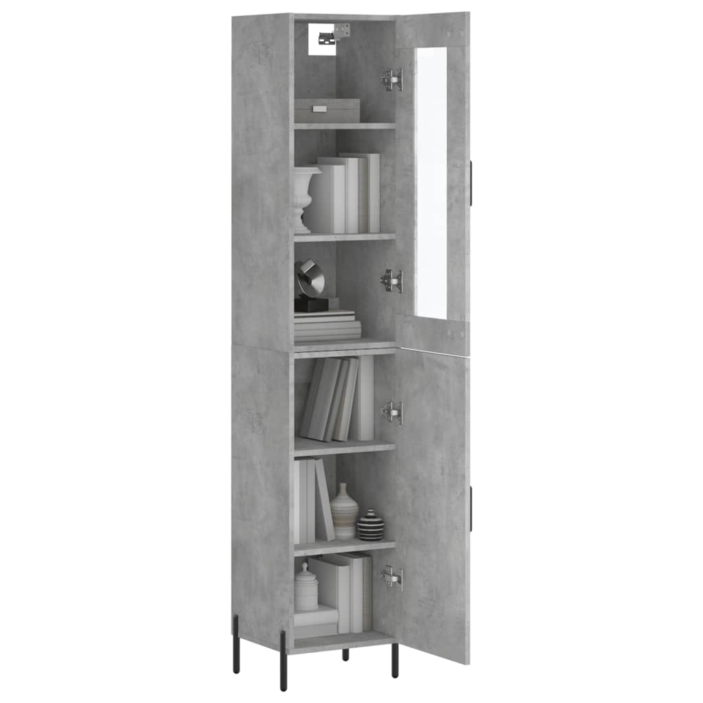 Buffet haut Gris béton 34,5x34x180 cm Bois d'ingénierie - XIOS