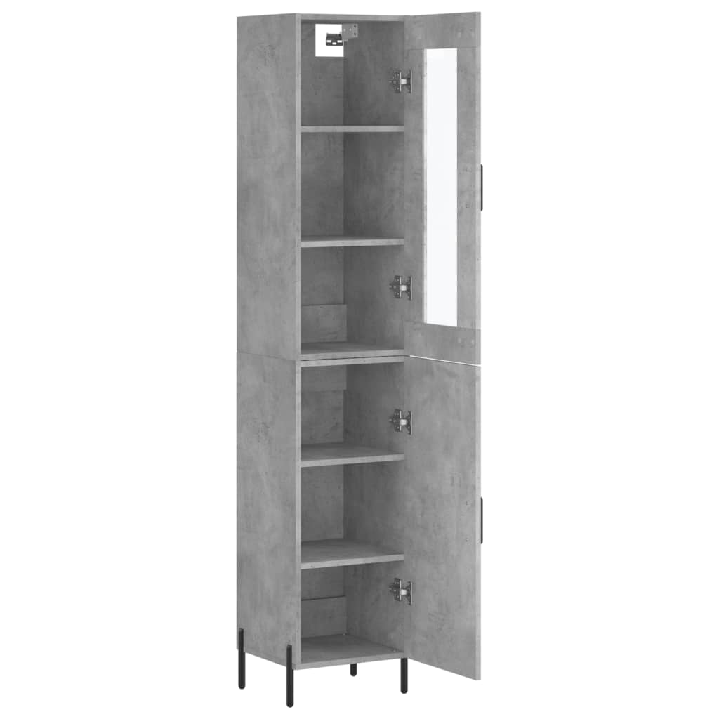 Buffet haut Gris béton 34,5x34x180 cm Bois d'ingénierie - XIOS