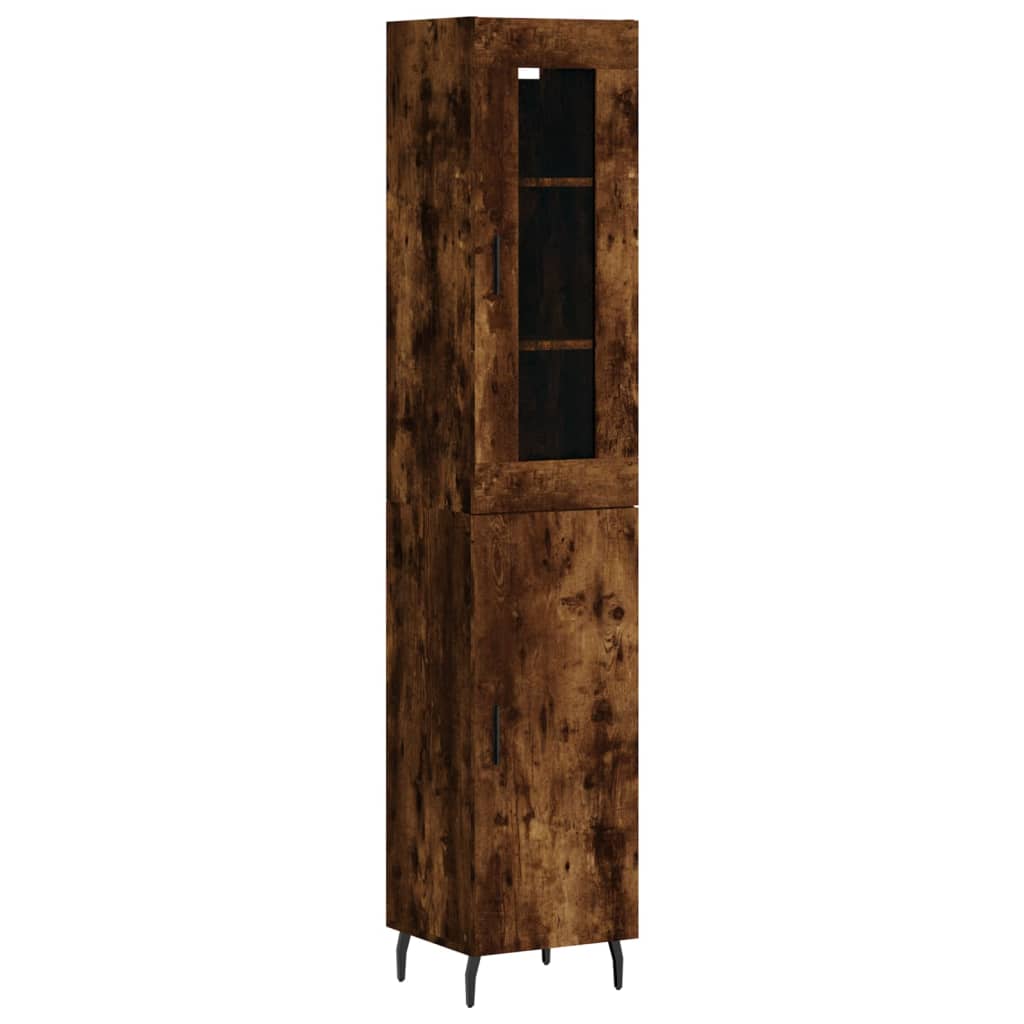 Buffet haut Chêne fumé 34,5x34x180 cm Bois d'ingénierie - XIOS