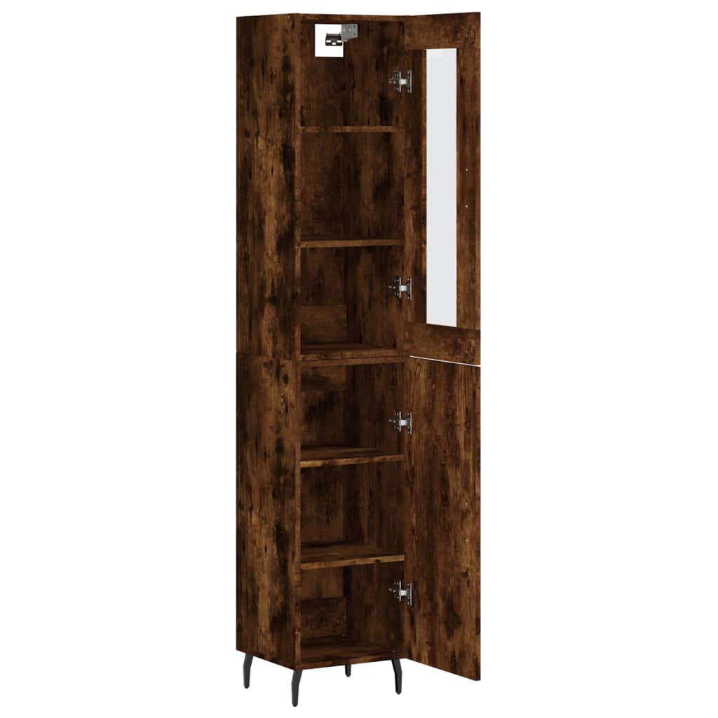 Buffet haut Chêne fumé 34,5x34x180 cm Bois d'ingénierie - XIOS