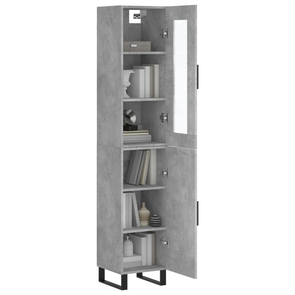 Buffet haut Gris béton 34,5x34x180 cm Bois d'ingénierie - XIOS