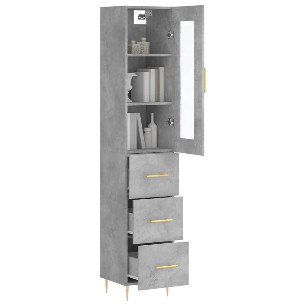 Buffet haut Gris béton 34,5x34x180 cm Bois d'ingénierie - XIOS