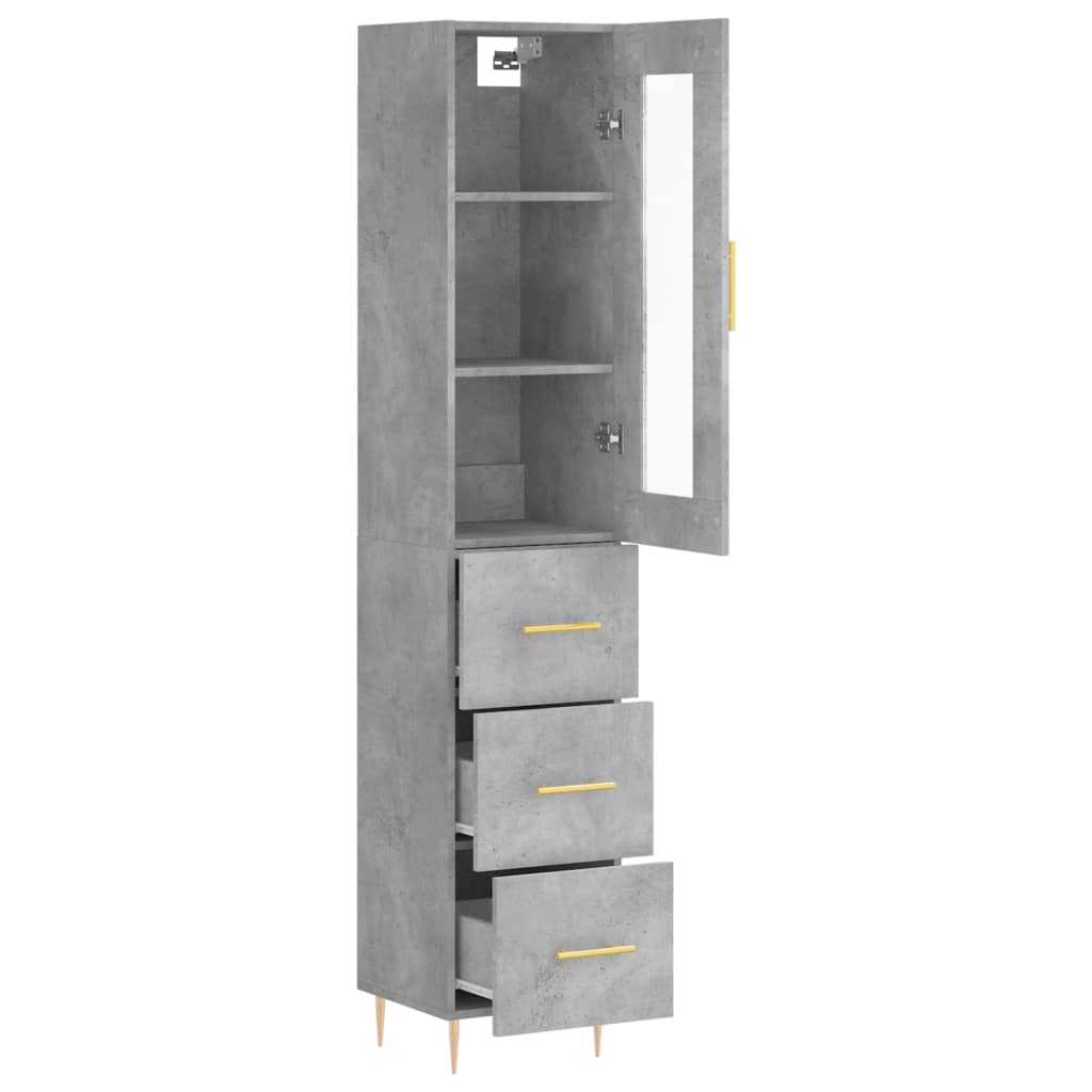 Buffet haut Gris béton 34,5x34x180 cm Bois d'ingénierie - XIOS