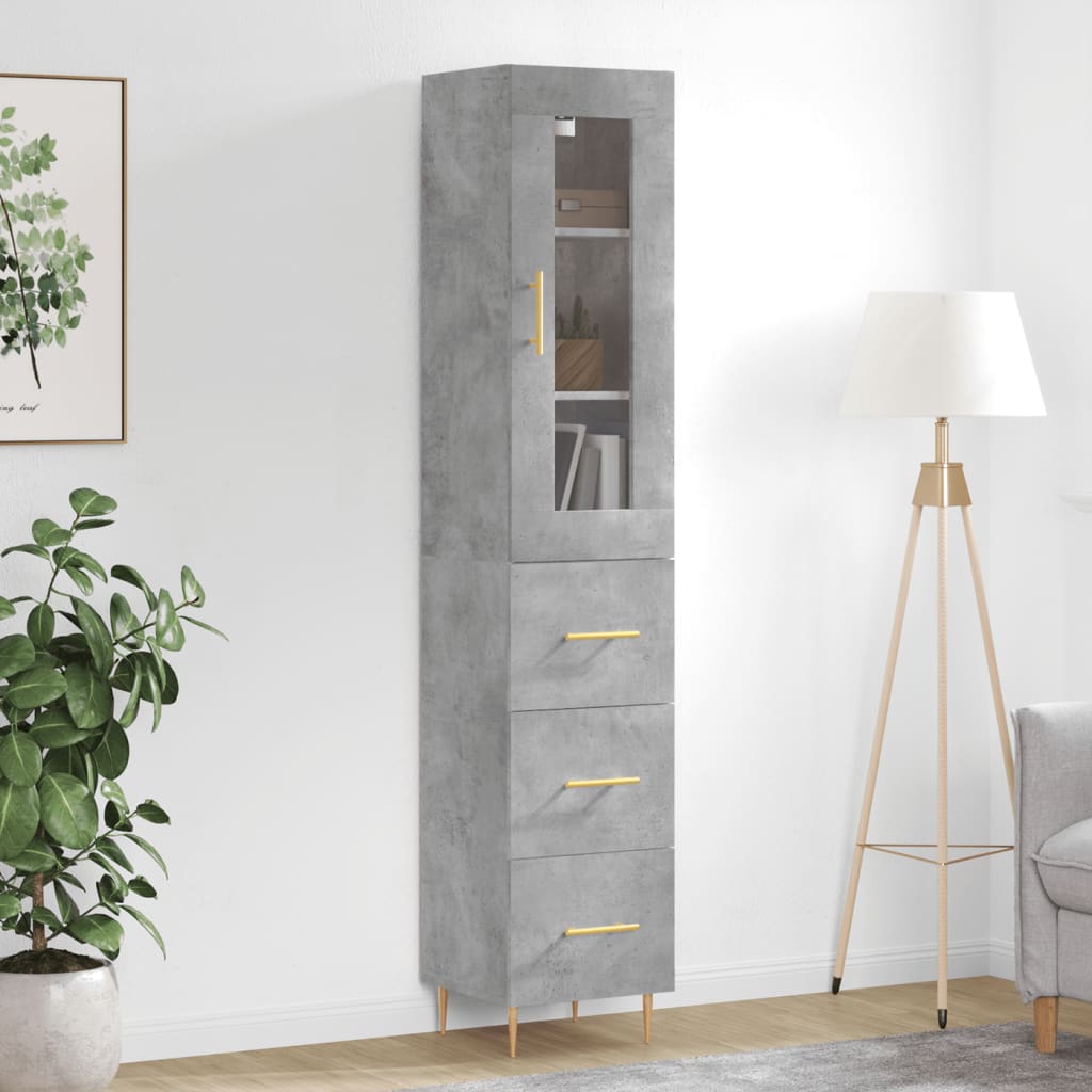 Buffet haut Gris béton 34,5x34x180 cm Bois d'ingénierie - XIOS