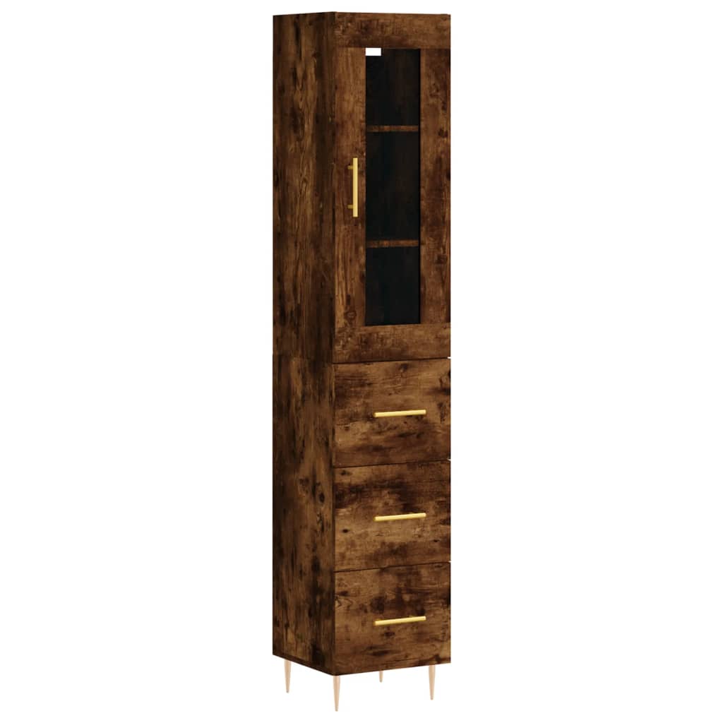 Buffet haut Chêne fumé 34,5x34x180 cm Bois d'ingénierie - XIOS