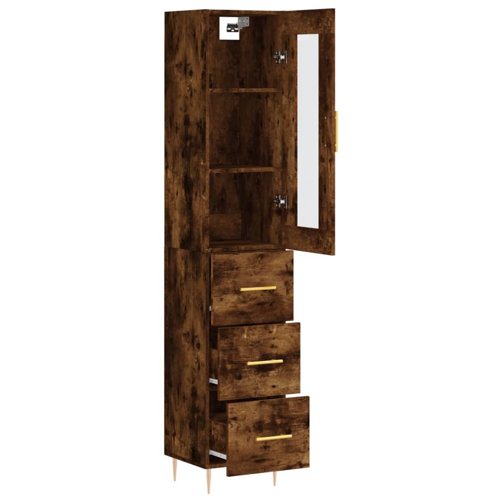 Buffet haut Chêne fumé 34,5x34x180 cm Bois d'ingénierie - XIOS
