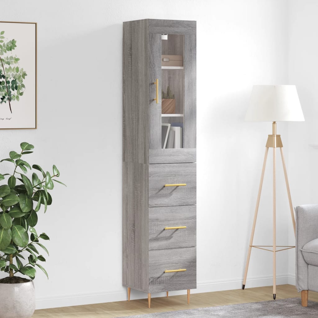 Buffet haut Sonoma gris 34,5x34x180 cm Bois d'ingénierie - XIOS