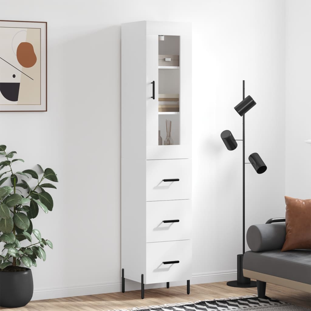Buffet haut Blanc 34,5x34x180 cm Bois d'ingénierie - XIOS