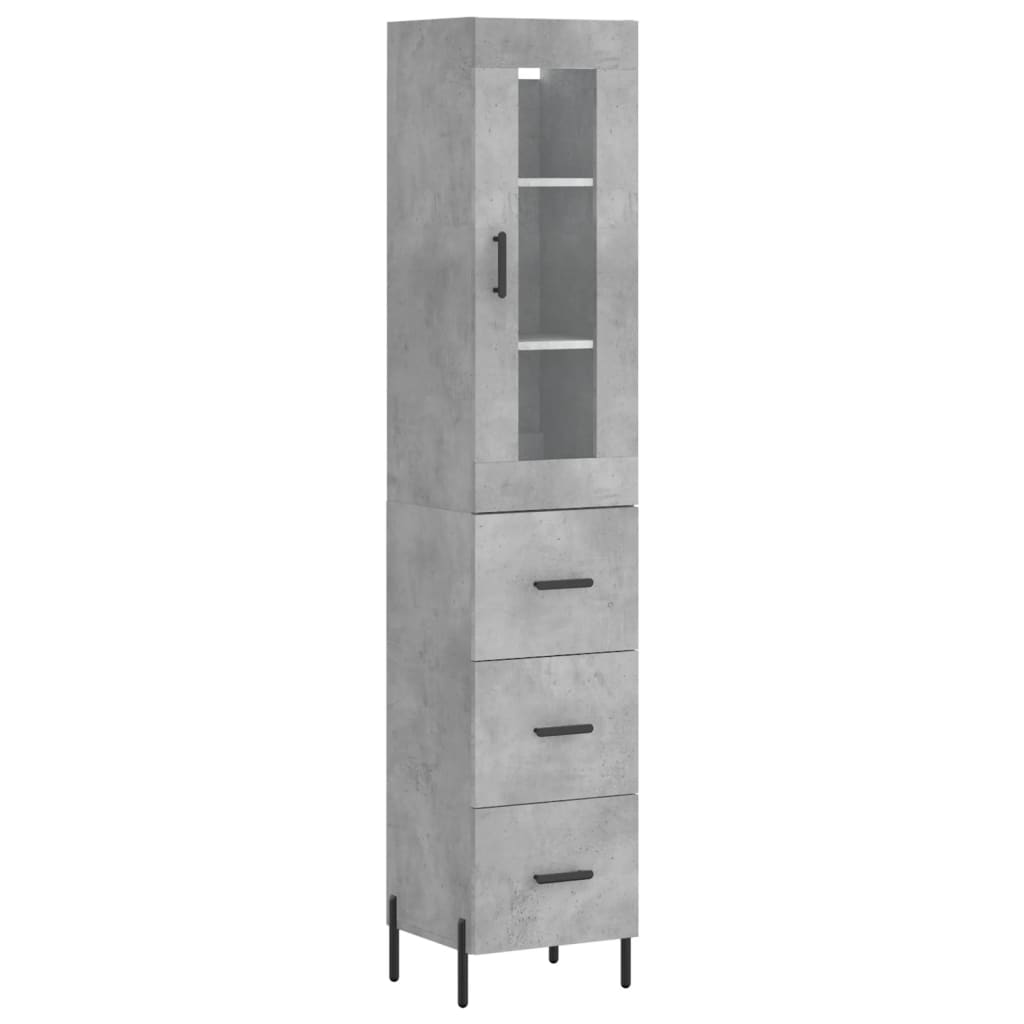 Buffet haut Gris béton 34,5x34x180 cm Bois d'ingénierie - XIOS