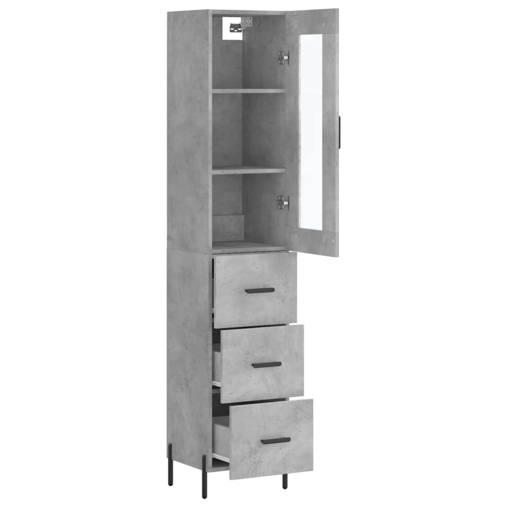 Buffet haut Gris béton 34,5x34x180 cm Bois d'ingénierie - XIOS
