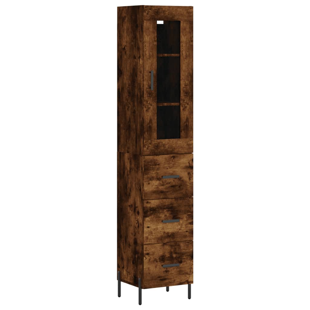Buffet haut Chêne fumé 34,5x34x180 cm Bois d'ingénierie - XIOS