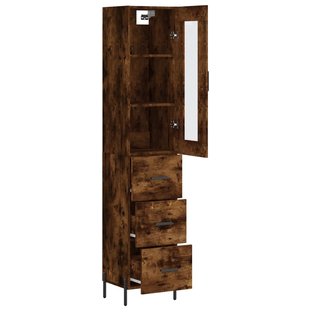 Buffet haut Chêne fumé 34,5x34x180 cm Bois d'ingénierie - XIOS