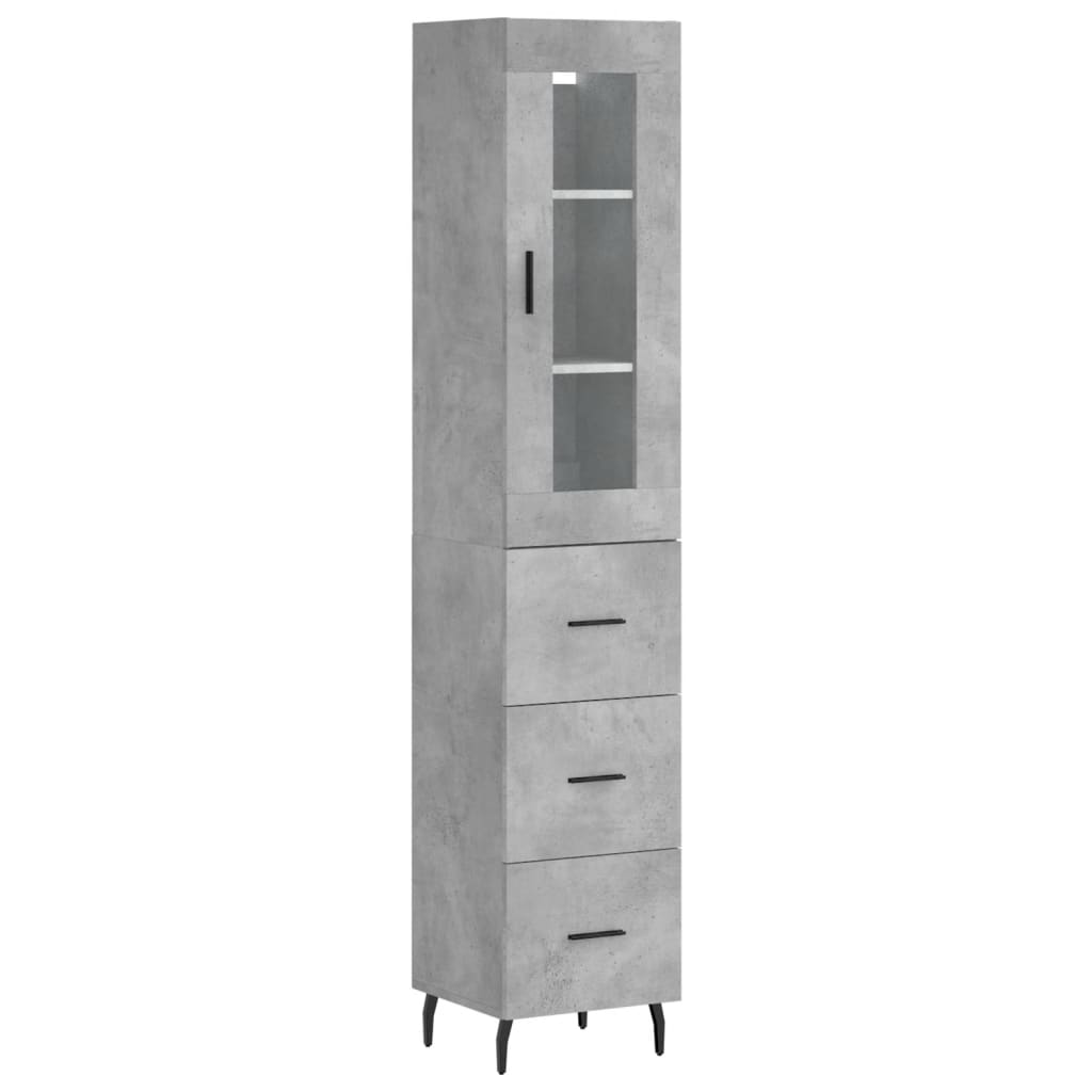 Buffet haut Gris béton 34,5x34x180 cm Bois d'ingénierie - XIOS