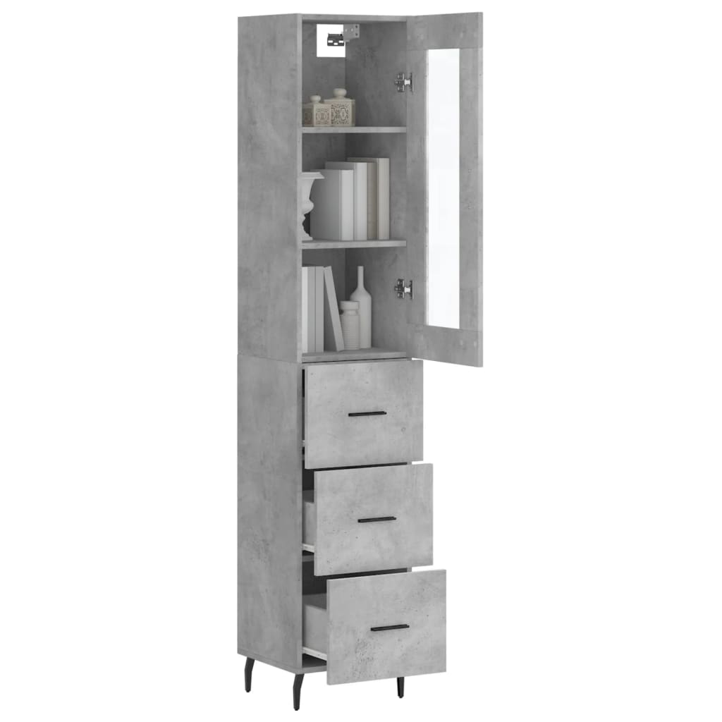 Buffet haut Gris béton 34,5x34x180 cm Bois d'ingénierie - XIOS