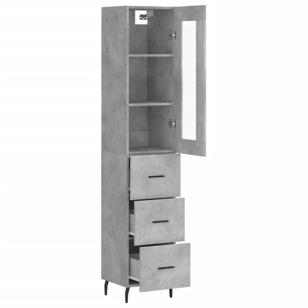 Buffet haut Gris béton 34,5x34x180 cm Bois d'ingénierie - XIOS