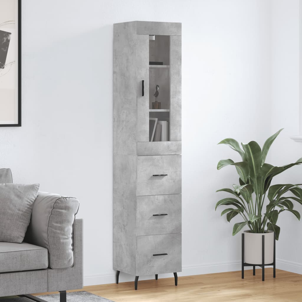 Buffet haut Gris béton 34,5x34x180 cm Bois d'ingénierie - XIOS