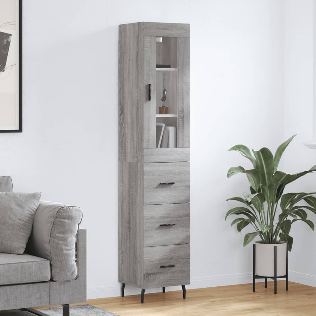 Buffet haut Sonoma gris 34,5x34x180 cm Bois d'ingénierie - XIOS