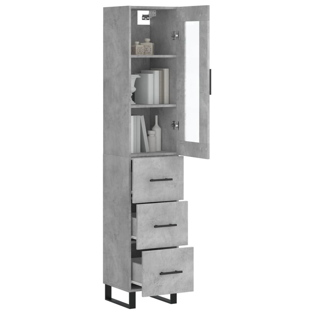 Buffet haut Gris béton 34,5x34x180 cm Bois d'ingénierie - XIOS