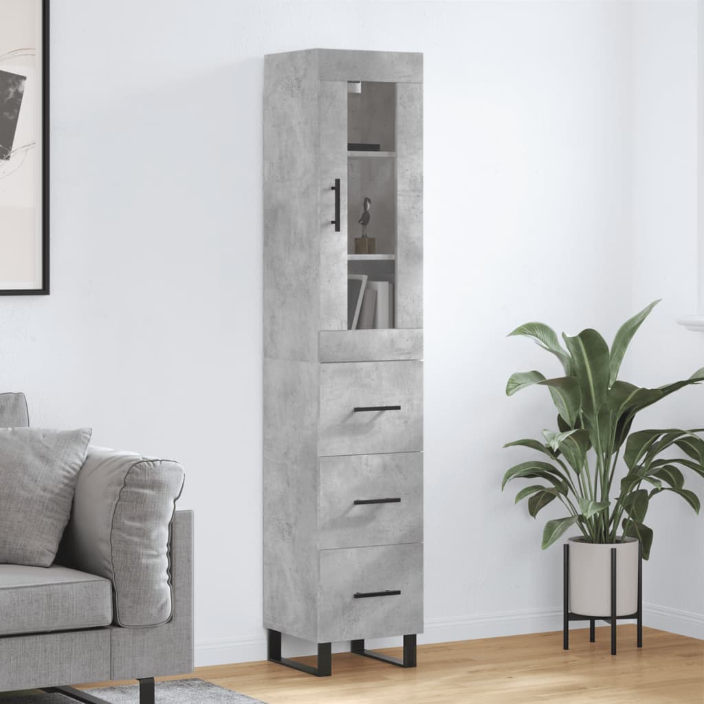 Buffet haut Gris béton 34,5x34x180 cm Bois d'ingénierie - XIOS