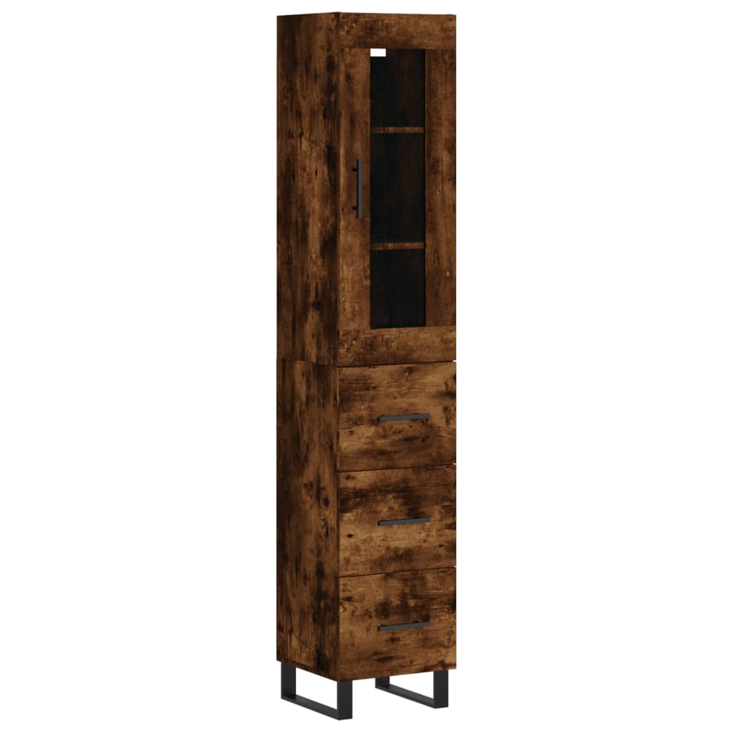 Buffet haut Chêne fumé 34,5x34x180 cm Bois d'ingénierie - XIOS