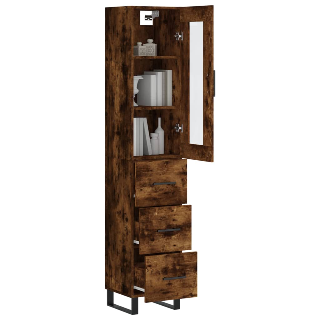 Buffet haut Chêne fumé 34,5x34x180 cm Bois d'ingénierie - XIOS