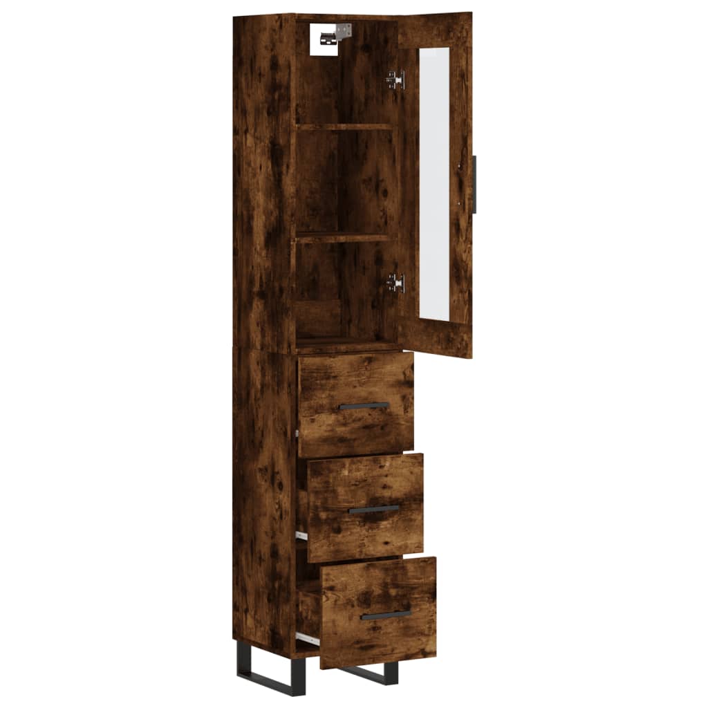 Buffet haut Chêne fumé 34,5x34x180 cm Bois d'ingénierie - XIOS