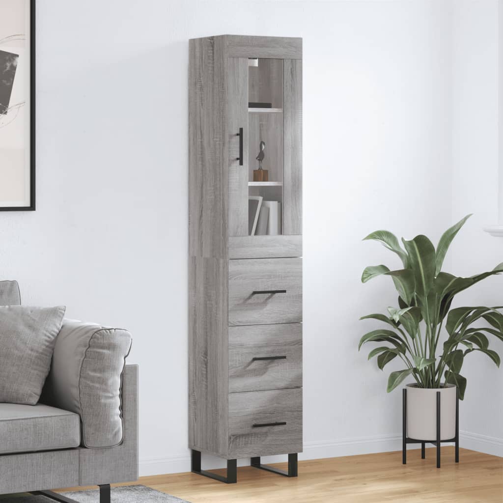 Buffet haut Sonoma gris 34,5x34x180 cm Bois d'ingénierie - XIOS