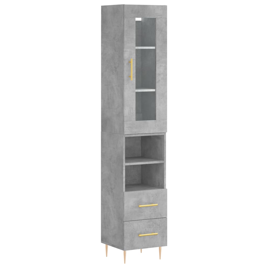 Buffet haut Gris béton 34,5x34x180 cm Bois d'ingénierie - XIOS