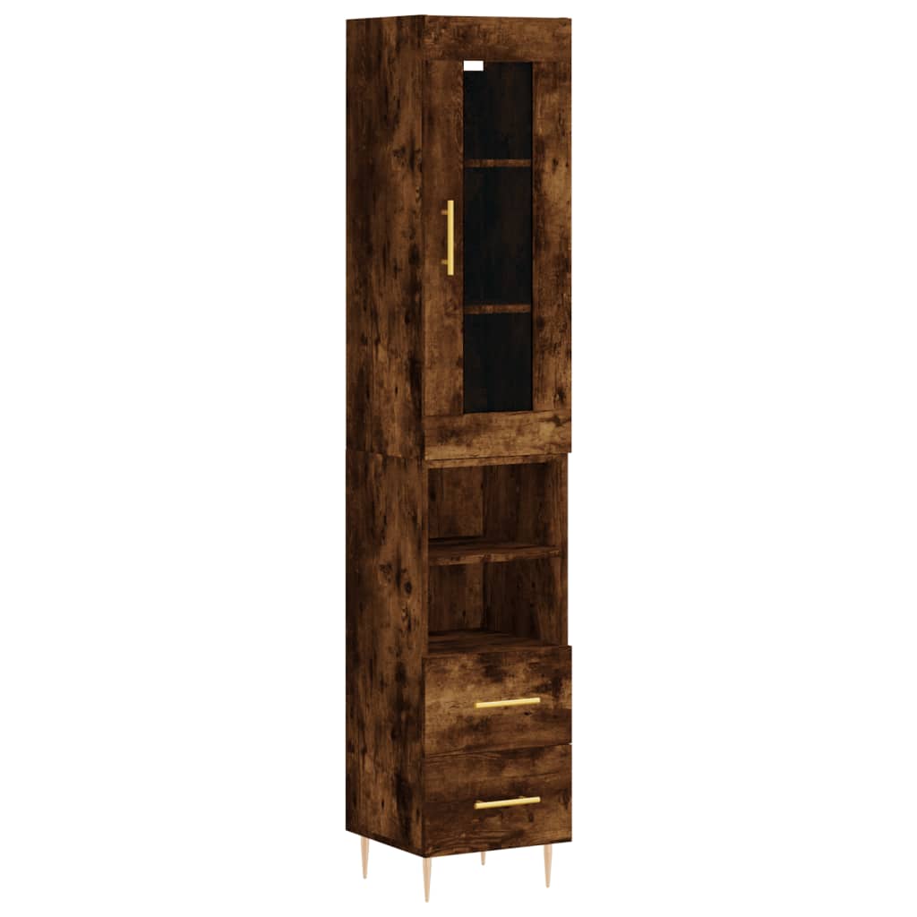 Buffet haut Chêne fumé 34,5x34x180 cm Bois d'ingénierie - XIOS