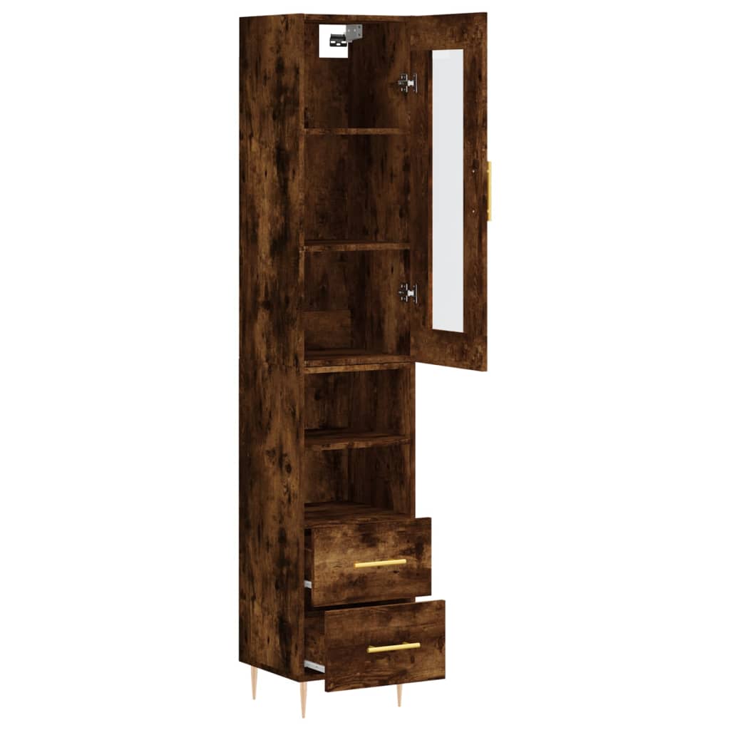 Buffet haut Chêne fumé 34,5x34x180 cm Bois d'ingénierie - XIOS