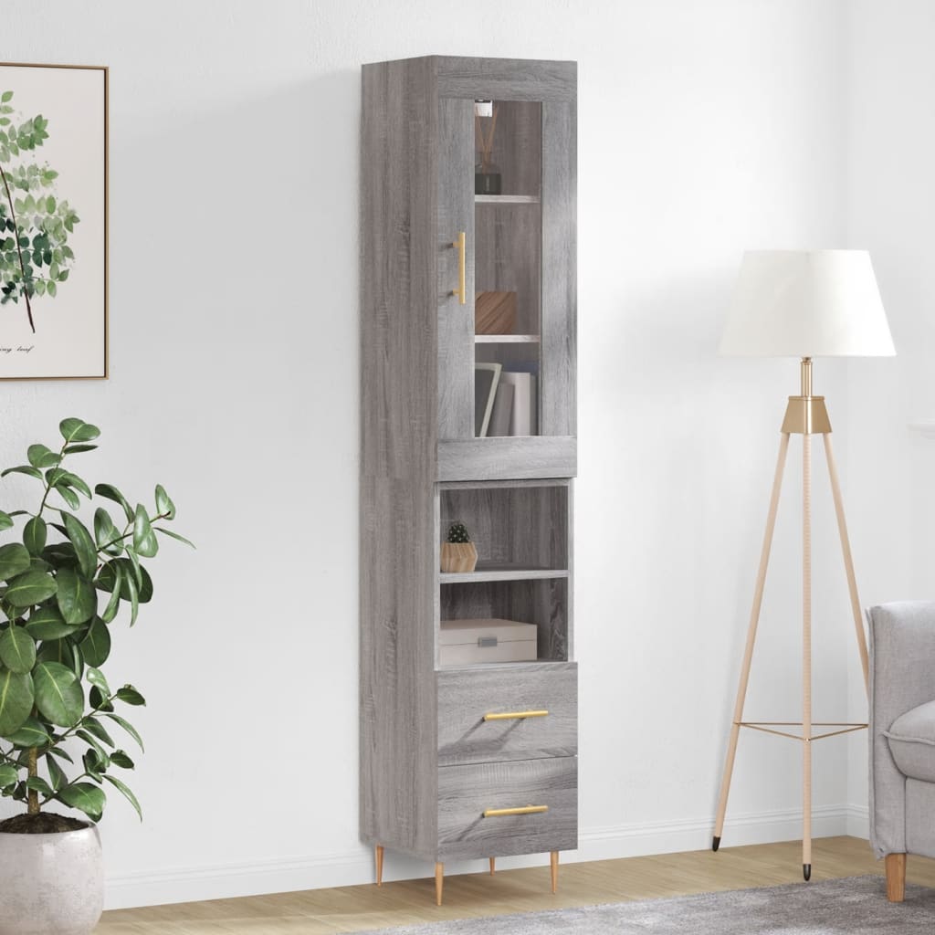 Buffet haut Sonoma gris 34,5x34x180 cm Bois d'ingénierie - XIOS