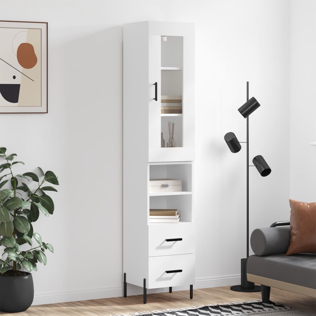 Buffet haut Blanc 34,5x34x180 cm Bois d'ingénierie - XIOS