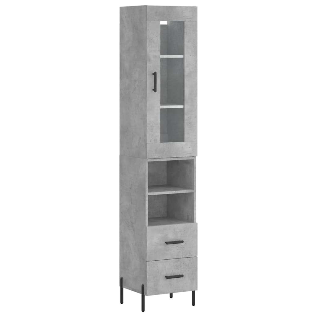 Buffet haut Gris béton 34,5x34x180 cm Bois d'ingénierie - XIOS