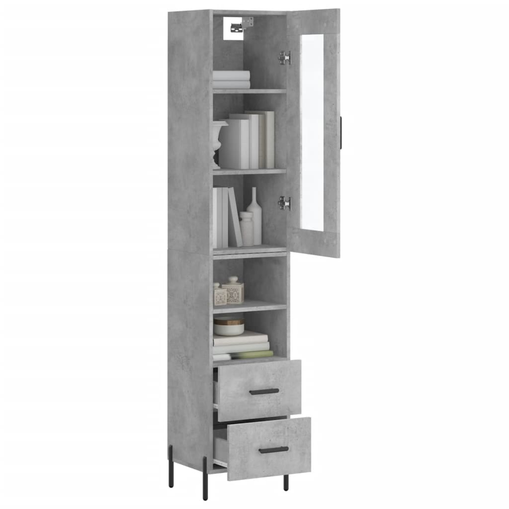 Buffet haut Gris béton 34,5x34x180 cm Bois d'ingénierie - XIOS