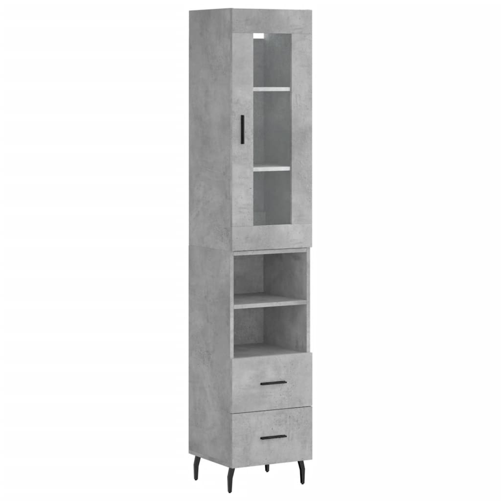 Buffet haut Gris béton 34,5x34x180 cm Bois d'ingénierie - XIOS