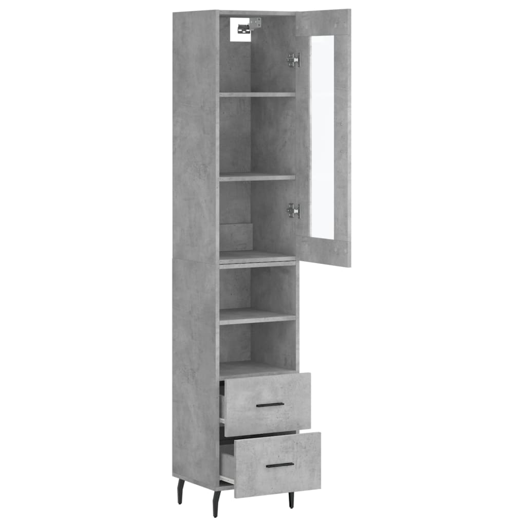 Buffet haut Gris béton 34,5x34x180 cm Bois d'ingénierie - XIOS