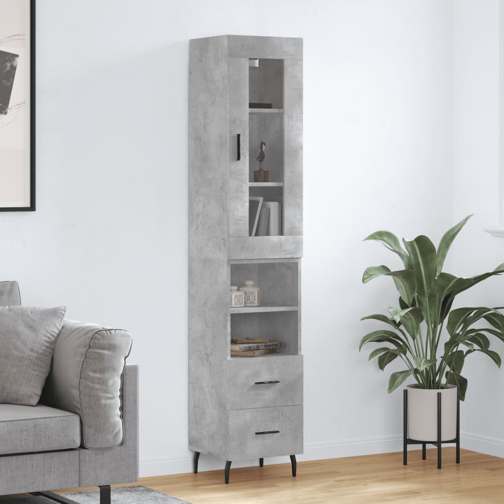 Buffet haut Gris béton 34,5x34x180 cm Bois d'ingénierie - XIOS