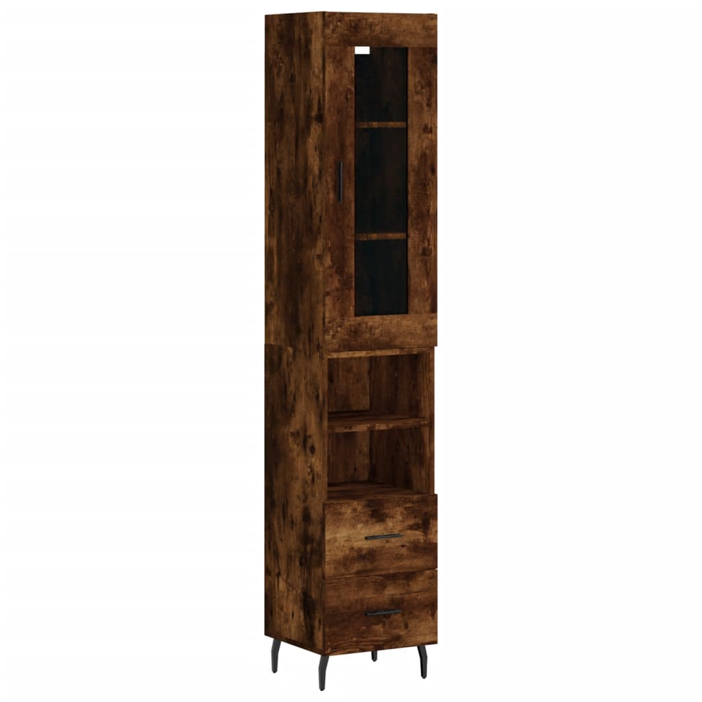 Buffet haut Chêne fumé 34,5x34x180 cm Bois d'ingénierie - XIOS