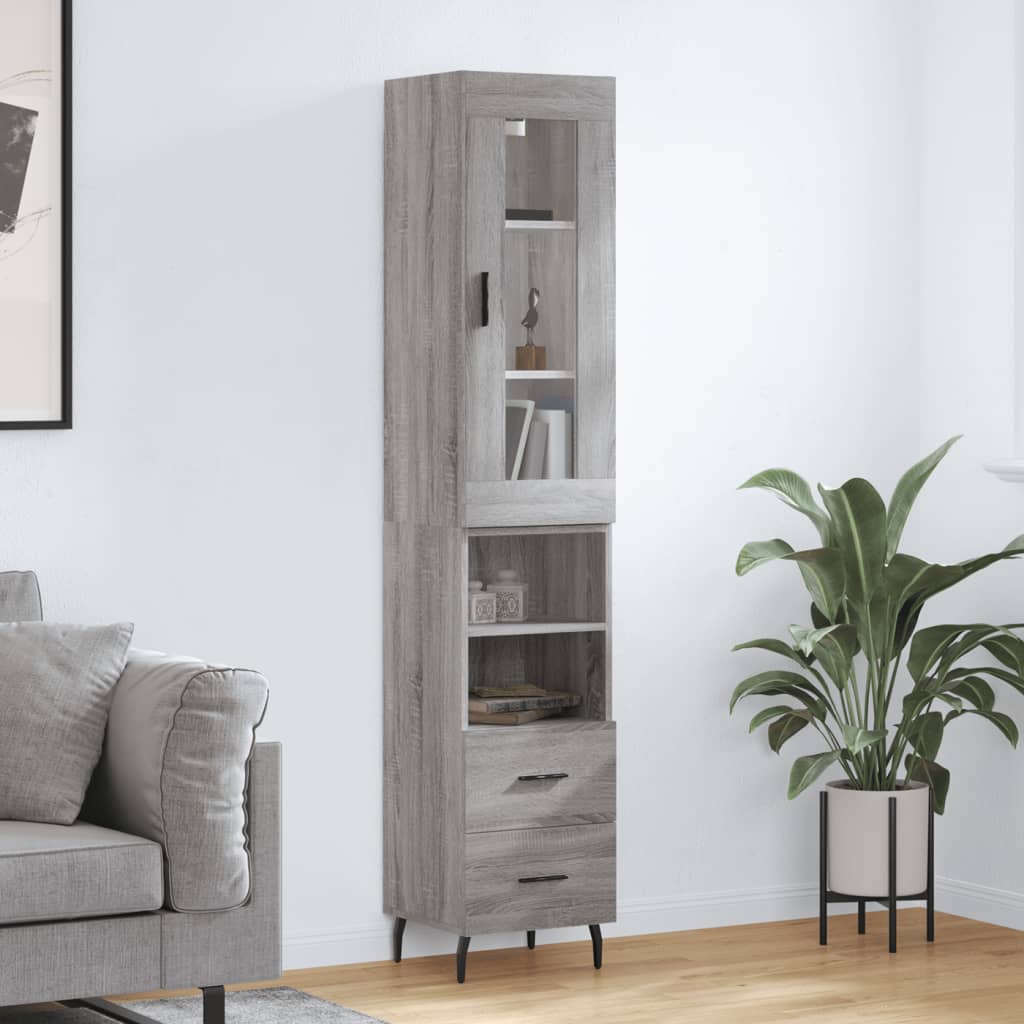 Buffet haut Sonoma gris 34,5x34x180 cm Bois d'ingénierie - XIOS
