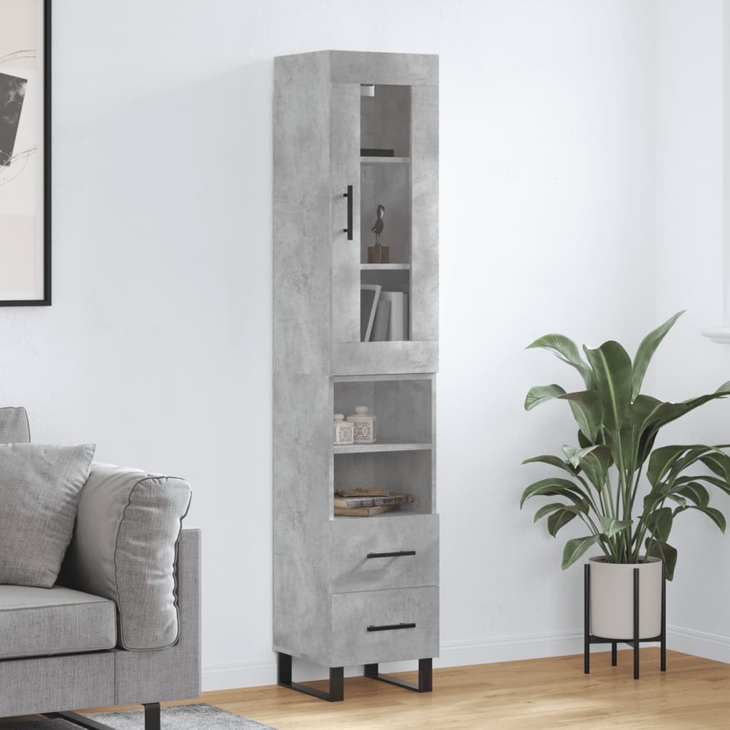 Buffet haut Gris béton 34,5x34x180 cm Bois d'ingénierie - XIOS