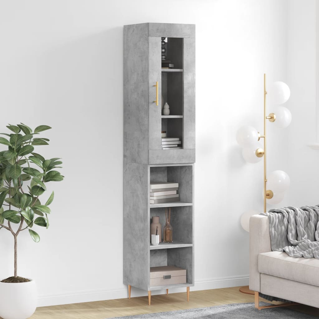 Buffet haut Gris béton 34,5x34x180 cm Bois d'ingénierie - XIOS