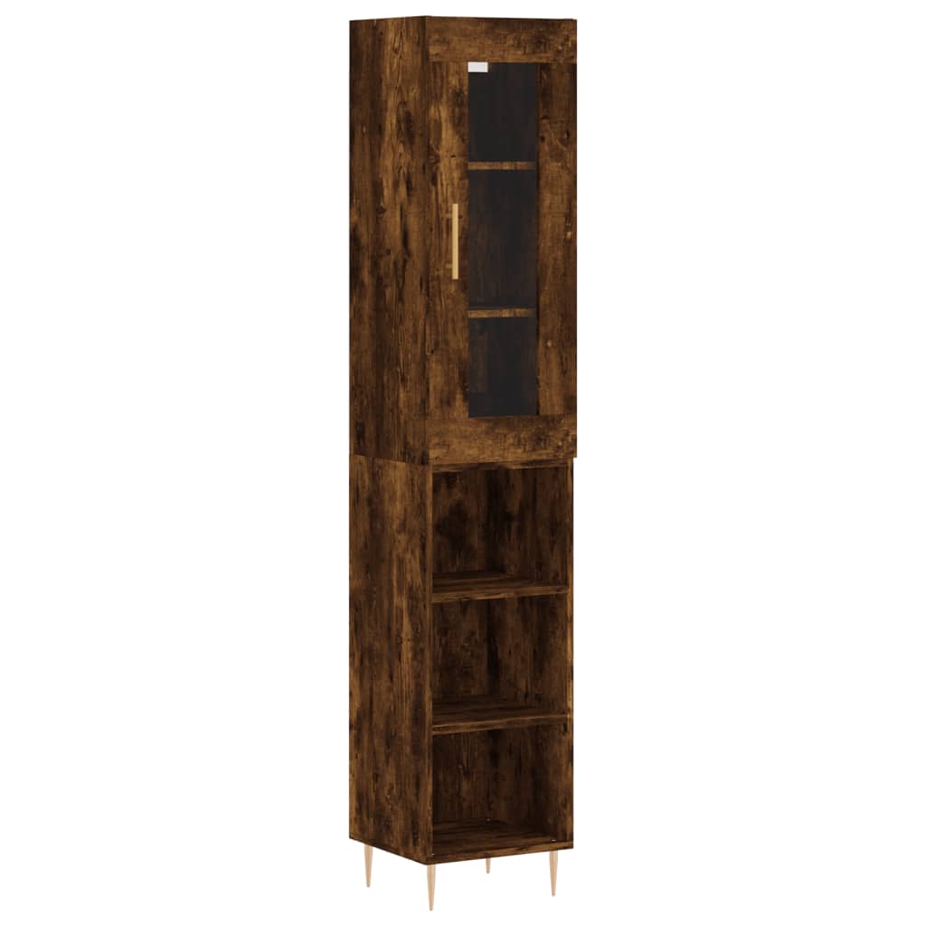 Buffet haut Chêne fumé 34,5x34x180 cm Bois d'ingénierie - XIOS