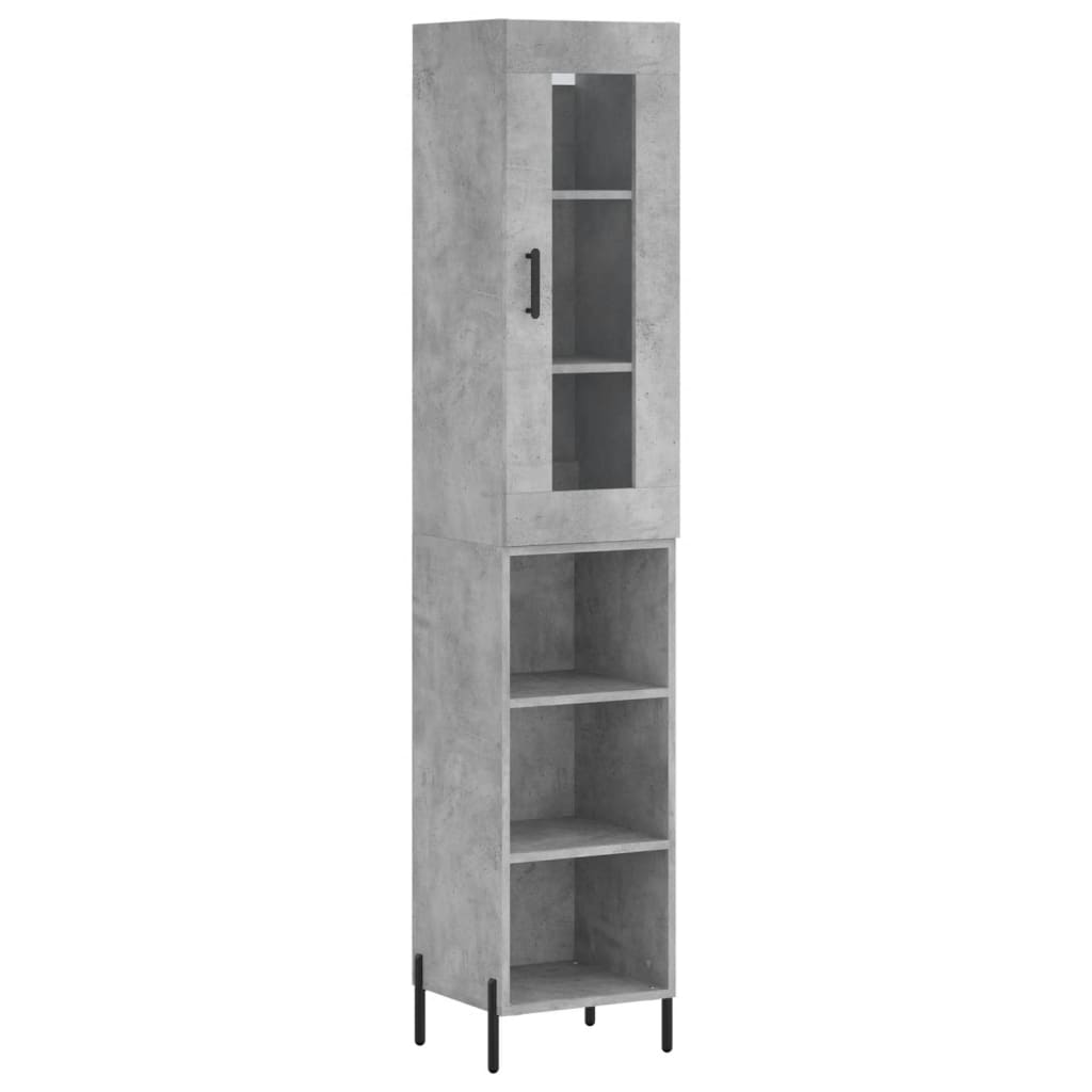 Buffet haut Gris béton 34,5x34x180 cm Bois d'ingénierie - XIOS